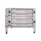 image of Bakers Pride Y-602 78" Gas Double Deck Pizza Oven 