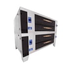 image of Bakers Pride Y-802-DSP 84" Gas Double Deck Pizza Oven