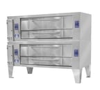 image of Bakers Pride Y-802BL 84" Gas Double Deck Pizza Oven