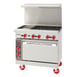 American Range ARGF-12G-4B-C 36" Gas Restaurant Range, (1) 12" Griddle, (4) Open Green Flame Burners w/ Pilotless Electronic Ignition, (1) Convection Oven, 150.000 BTU  1 image
