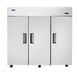 Atosa USA MBF8006GR 77" Three Section Reach-In Refrigerator w/ 3 Solid Door, Top Mount, Stainless Steel, 65 cu. ft. 1 image