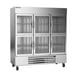 Beverage Air HBR72HC-1-HG 75" Three Section Reach-In Refrigerator w/ 6 Glass Half Doors, Bottom Mount, 1/2 hp, 69 cu. ft. 1 image
