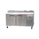 Bison Refrig BPT-67 67" Two Section Refrigerated Pizza Prep Table w/ 2 Doors, (9) 1/3 Size Pan 1 image