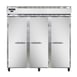 Continental Refrigerator 3FSNSA 78" Three Section Reach-In Freezer w/ 3 Solid Doors, Stainless Steel Exterior, 50 cu. ft. 1 image
