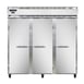 Continental Refrigerator 3RNPT 78" Three Section Pass-Thru Refrigerator w/ 6 Solid Doors, Stainless Steel Front Aluminum Ends, 72 cu ft 1 image