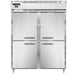 Continental Refrigerator D2RENPTHD 57" Two Section Pass-Thru Refrigerator w/ 8 Half Solid Doors, Stainless Steel Front Aluminum Ends, 52 cu. ft. 1 image