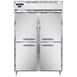 Continental Refrigerator D2RSNHD 52" Two Section Reach-In Refrigerator w/ 4 Solid Half Doors, Stainless Steel Front Aluminum Exterior, 32 cu. ft. 1 image