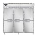 Continental Refrigerator DL3F-SA-PT-HD 78" Three Section Pass-Thru Freezer w/ 12 Half Solid Doors, Stainless Steel Exterior, 70 cu. ft. 1 image