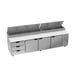 Beverage-Air DPD119HC-3 119" Four Section Refrigerated Pizza Prep Table w/ 3 Doors & 3 Drawers 1 image