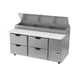 Beverage Air DPD67HC-4 67" Two Section Refrigerated Pizza Prep Table w/ 4 Drawers, 20.7 cu. ft. 2 image