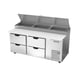 Beverage Air DPD72HC-4 72" Two Section Refrigerated Pizza Prep Table w/ 4 Drawers 2 image