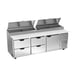 Beverage Air DPD93HC-4 93" Three Section Refrigerated Pizza Prep Table w/ 1 Door & 4 Drawers 1 image