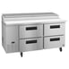 Hoshizaki PR67A-D4 67" Two Section Refrigerated Pizza Prep Table w/ 4 Drawers, (9) 1/3 Size Pans 2 image