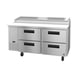 Hoshizaki PR67A-D4 67" Two Section Refrigerated Pizza Prep Table w/ 4 Drawers, (9) 1/3 Size Pans 1 image