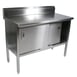 John Boos EBSS4R5-30132 132" Cabinet Base Sliding Doors Work Table 1 image
