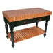 John Boos RN-LR04-SSL Le Rustica Table w/ 4" Thick End Grain Top, American Cherry, Black Base 1 image