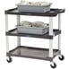 Lakeside 2503 Charcoal Plastic 3 Shelf Utility Cart - 36"W x 18-1/2"D x 35"H 3 image