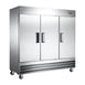 Omcan USA 50027 81" Three Section Reach-In Freezer w/ 3 Solid Doors, Bottom Mount, 72 cu. ft. 1 image