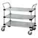 Quantum WRSC-2436SS-3S Stainless Steel Wire & Solid 3-Shelf Utility Cart - 24" x 36" x 37-1/2" 1 image