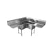 Serv-Ware E3CWP18182-18-C 57" 3 Compartment Corner Sink, 18"W x 18"L Bowl - Galvanized 1 image