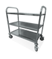 Steel Works SWUCL3-2037HD-SQ Stainless Steel 3-Shelf Utility / Bus Cart w/ 200 lbs. Capacity 1 image