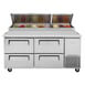 Turbo Air TPR-67SD-D4-N 67" Refrigerated Pizza Prep Table w/ 4 Drawers, 20 cu. ft. 7 image