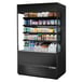 True TOAM-48GS-HC~NSL01 48" Vertical Air Curtain Merchandiser in Black, Self-Contained, 4 Shelves, Glass Sides 1 image