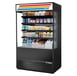 True TOAM-48GS-HC~TSL01 48" Vertical Air Curtain Merchandiser in Black, Self-Contained, Glass Sides, 4 Shelves, Lighted Sing Panel 1 image