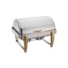 Winco 101A Virtuoso Series Full-Size Stackable Rectangular Chafer w/ 8 Qt., Roll-Top Cover 1 image
