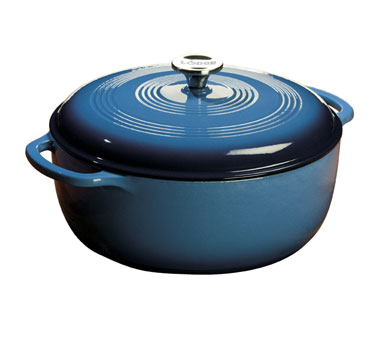 Lodge Enamel Cast Iron 7.5 Quart Dutch Oven, Blue, EC7D33 - Thumbnail 4