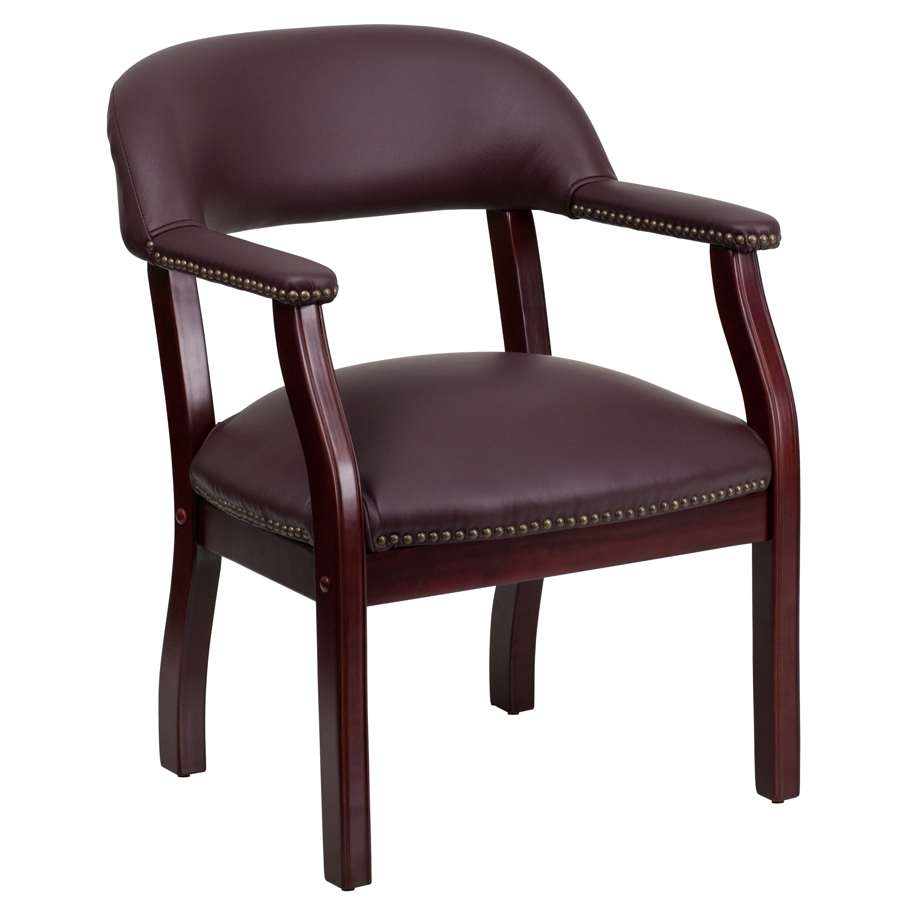 Burgundy Top Grain Leather Conference Chair - Thumbnail 2