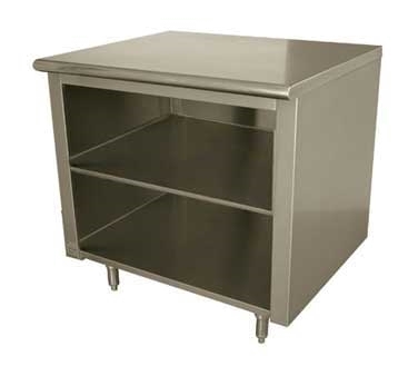 Advance Tabco EB-SS-3612M 144" Cabinet Base Open Front Work Table, Flat Top with Mid-Shelf