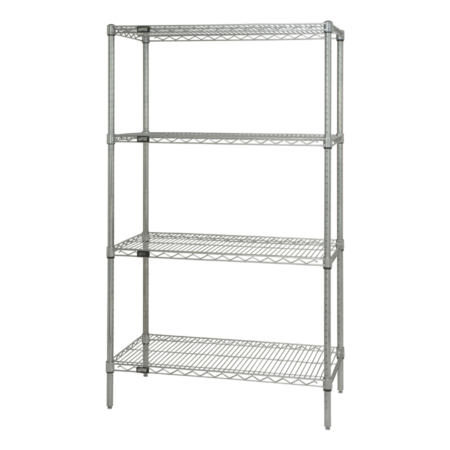 Quantum WR74-2472P NSF 4 Shelf Green Epoxy Wire Shelving Starter Kit - 72" x 24" x 74"