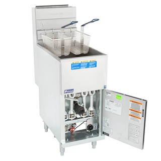 The tank on this Pitco 45C+S gas fryer can hold 42 to 50 pounds of oil,Chefs Deal's