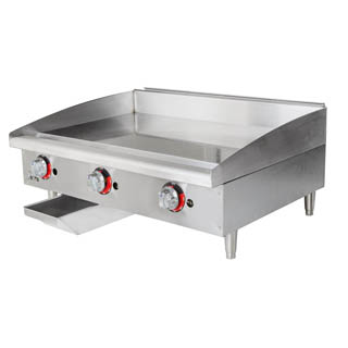 StarMax 636TF Griddle plate is 1” (2.54 cm) thick, 4-1/2”
        high tapered wrap-around stainless steel splash guard come standard,Chef's Deal