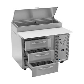 Victory VPPD46HC-3 Pizza Prep Table With Drawers, Chef's Deal