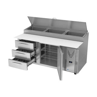 Victory VPPD72HC-3 Pizza Prep Table With Drawers, Chef's Deal