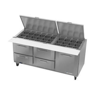 Victory VSPD72HC-30B-4 Sandwich Prep Refrigerator With Drawers, Chef's Deal