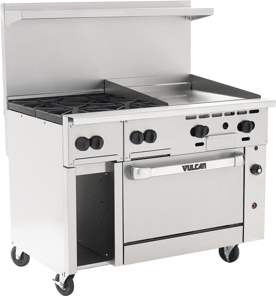 The Vulcan 48C-4B24G Endurance Series Gas Restaurant 4 Burners / 24 Griddle, Chef's Deal