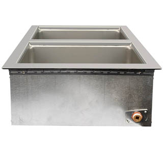 Wells MOD-200TDM Insulated Two Compartment Drop-In Hot Food Well with Thermostatic Control and Drain Manifolds - 208/240V, Chef's Deal