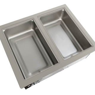 Wells MOD-200TDM Insulated Two Compartment Drop-In Hot Food Well with Thermostatic Control and Drain Manifolds - 208/240V, Chef's Deal